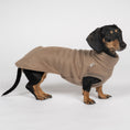 Bild in Galerie-Betrachter laden, Fleece Shirt Dackel Walnut – hochwertige Hundekleidung für Dackel, Windspiele und Windhunde von Karma Hund Berlin – Ganzkörperansicht am Hund