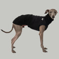 Bild in Galerie-Betrachter laden, Fleece Shirt Iggy Schwarz – hochwertige Hundekleidung für Dackel, Windspiele und Windhunde von Karma Hund Berlin – Ganzkörperansicht am Hund