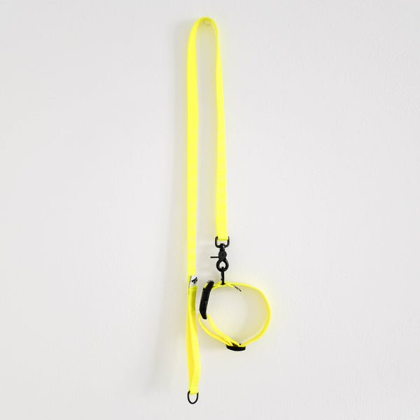 HUNDELEINE HALSBAND SET aus Gurtband in Neon Yellow