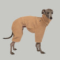Bild in Galerie-Betrachter laden, Teddy Overall Iggy Camel – hochwertige Hundekleidung für Dackel, Windspiele und Windhunde von Karma Hund Berlin – Ganzkörperansicht am Hund