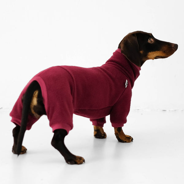 Hundepullover Fleece für Dackel Bordeaux