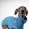 Bild in Galerie-Betrachter laden, Fleece Shirt Iggy Sky Blue – Close-up am Hund – hochwertige Hundekleidung von Karma Hund
