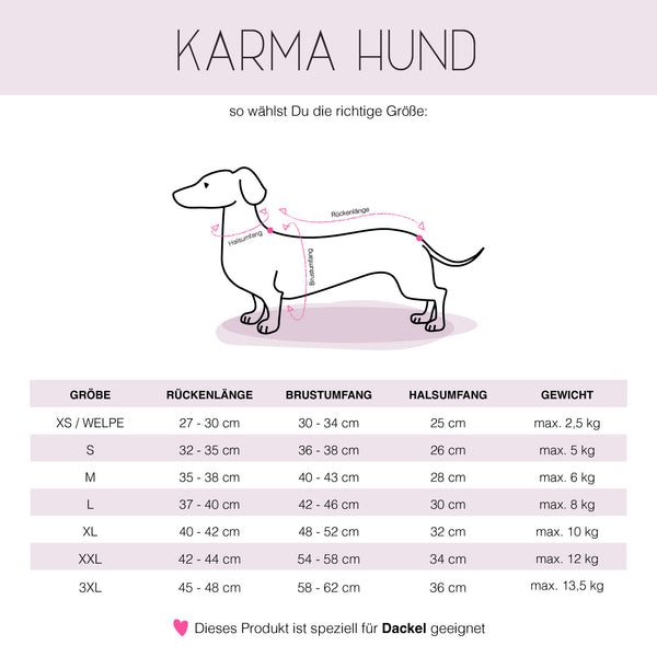 Karma Hund Tabelle Dackel Bekleidung 2025