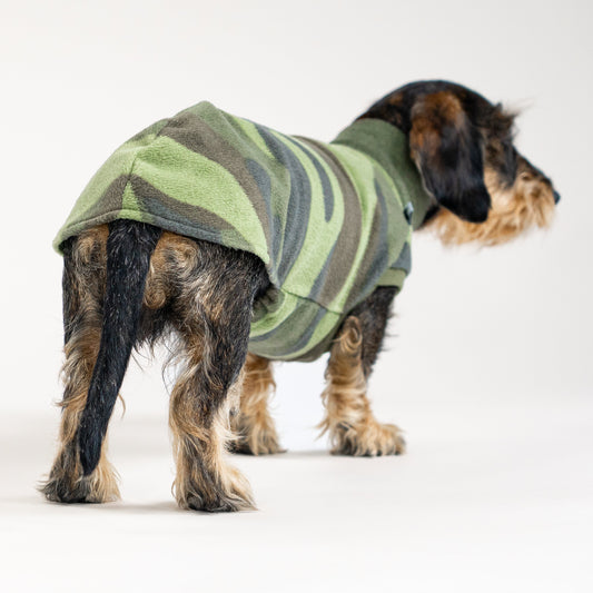 Fleece Shirt Dackel Camouflage – Hundekleidung für Windspiele und Whippets – Rückenansicht