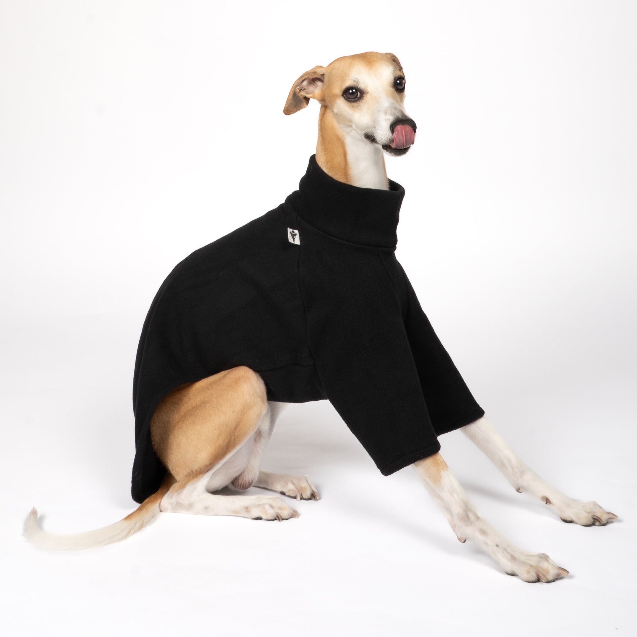Pullover Windhund Schwarz – ergonomischer Schnitt für Dackel und Windhunde – handgefertigte Hundekleidung