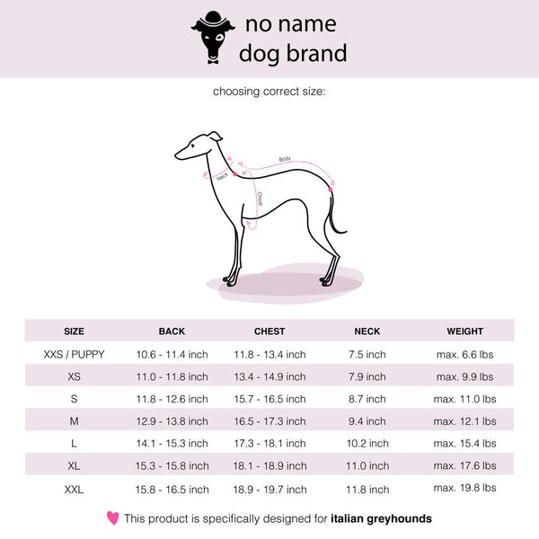 Size chart italian greyhound jumpsuit