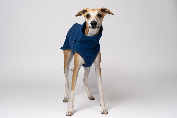 Windhund in bequemen Fleece Long Shirt in Navy Hand made in Berlin