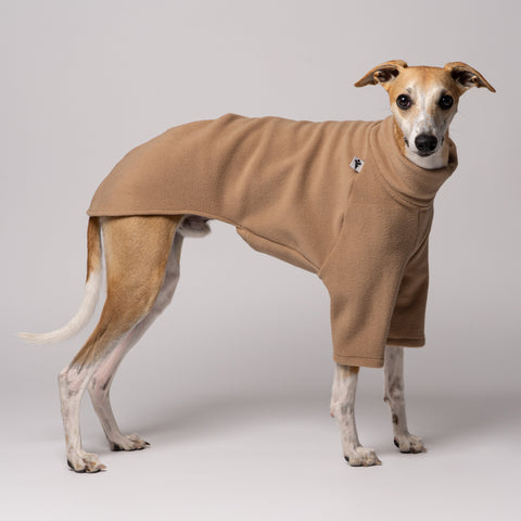 Seitenansicht - Whippet in bequemen Fleece Pullover Made in Germany